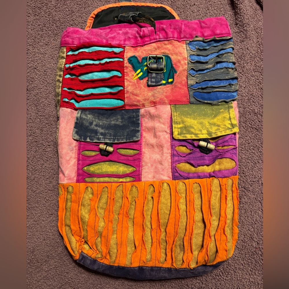 Colorful Patchwork Backpack - image 2